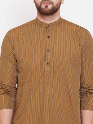 Brown plain pure cotton men-kurtas 5