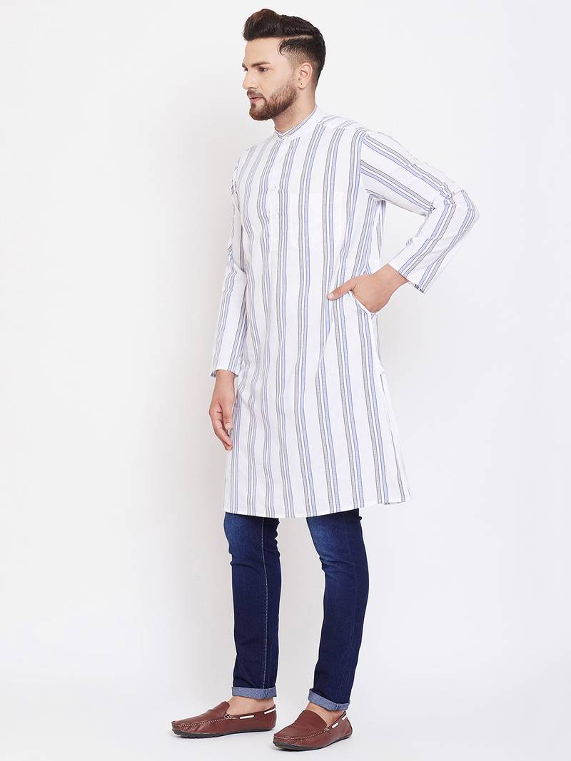 White plain pure cotton men-kurtas
