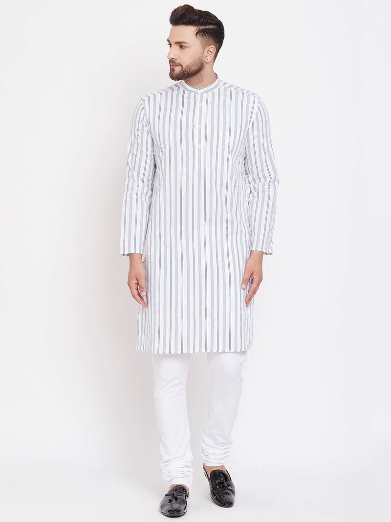 White plain pure cotton men-kurtas