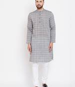 Grey plain pure cotton men-kurtas