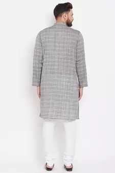 Grey plain pure cotton men-kurtas