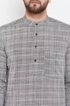 Grey plain pure cotton men-kurtas