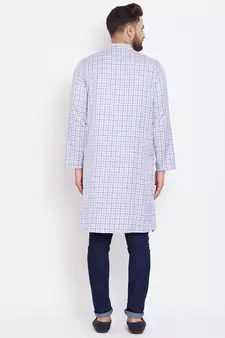 Blue plain pure cotton men-kurtas