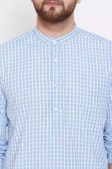 Blue plain pure cotton men-kurtas