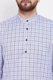 Blue plain pure cotton men-kurtas