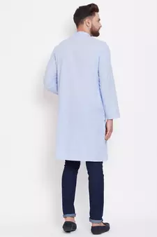 Blue plain pure cotton men-kurtas