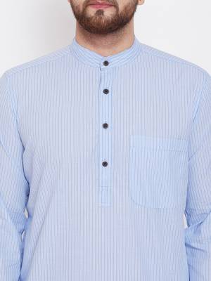 Blue plain pure cotton men-kurtas 5