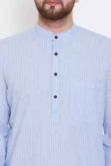 Blue plain pure cotton men-kurtas
