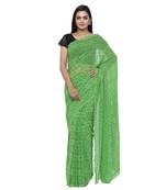 Light green printed faux georgette saree with blouse