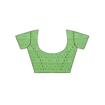 Light green printed faux georgette saree with blouse 5