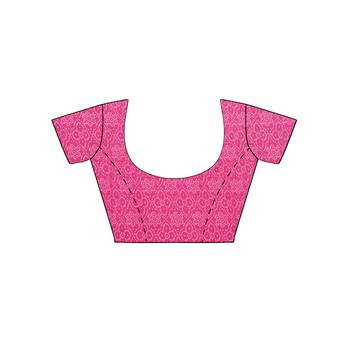 Pink printed faux georgette saree with blouse 5