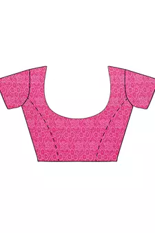 Pink printed faux georgette saree with blouse