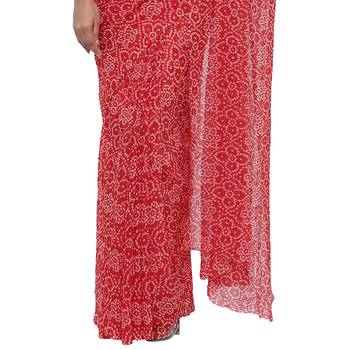 Red printed faux georgette saree with blouse 4