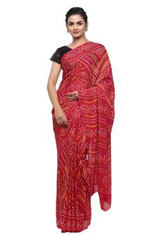 Maroon printed faux georgette saree with blouse