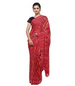 Maroon printed faux georgette saree with blouse