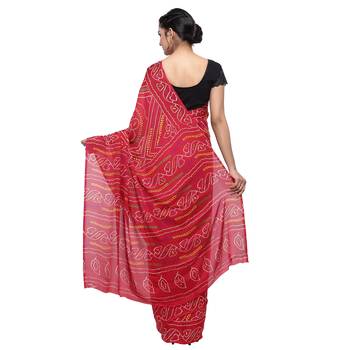 Maroon printed faux georgette saree with blouse 2