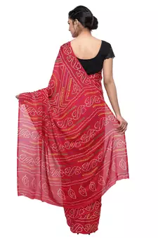 Maroon printed faux georgette saree with blouse