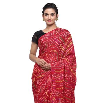 Maroon printed faux georgette saree with blouse 3