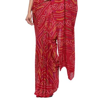 Maroon printed faux georgette saree with blouse 4