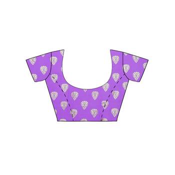 Purple printed faux georgette saree with blouse 5