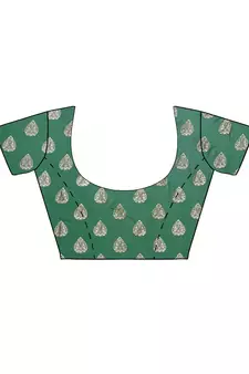Green printed faux georgette saree with blouse