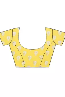Yellow printed faux georgette saree with blouse