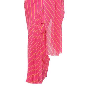 Pink printed faux georgette saree with blouse 4