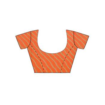 Orange printed faux georgette saree with blouse 5