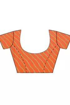 Orange printed faux georgette saree with blouse
