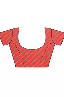 Red printed faux georgette saree with blouse