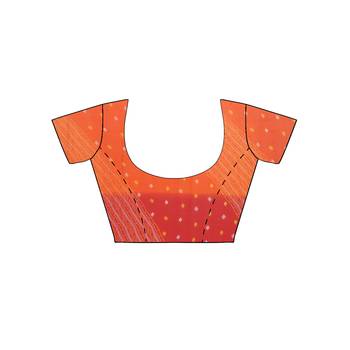 Orange printed faux georgette saree with blouse 5
