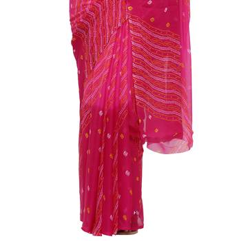Pink printed faux georgette saree with blouse 4