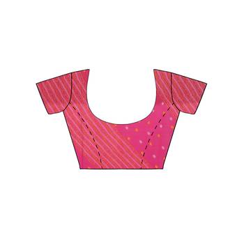 Pink printed faux georgette saree with blouse 5