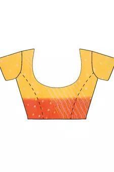 Yellow printed faux georgette saree with blouse