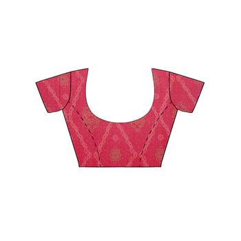 Pink printed faux georgette saree with blouse 5
