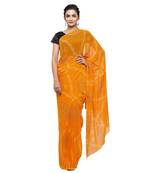 Mustard printed faux georgette saree with blouse