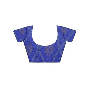 Blue printed faux georgette saree with blouse 5