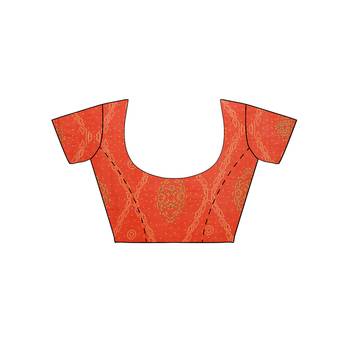 Orange printed faux georgette saree with blouse 5
