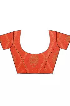 Orange printed faux georgette saree with blouse