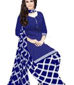 Blue printed crepe salwar