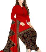Red printed crepe salwar