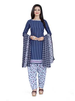 Blue printed crepe salwar 1