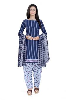 Blue printed crepe salwar