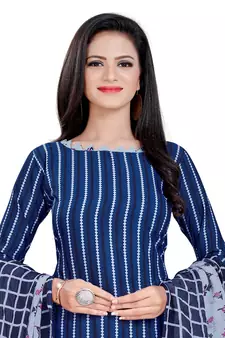 Blue printed crepe salwar