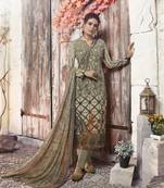 Cream geometric print crepe salwar