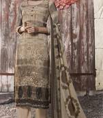 Cream geometric print crepe salwar