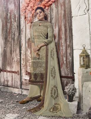 Beige geometric print crepe salwar 1