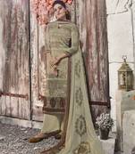 Beige geometric print crepe salwar