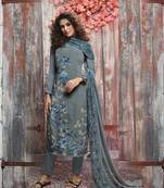 Grey floral print crepe salwar