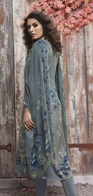 Grey floral print crepe salwar 3